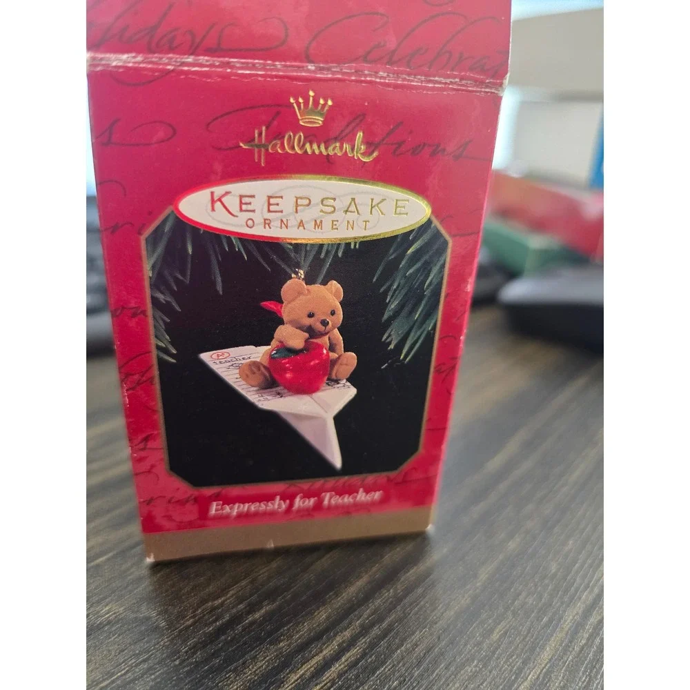 Hallmark Keepsake Ornament 1997 Expressly‎ for Teacher Teddy Bear Paper Airplane